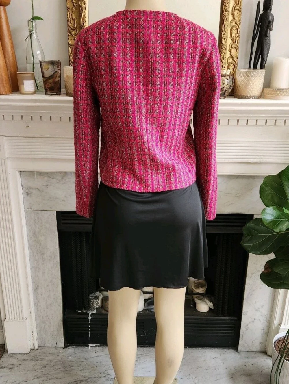 J Crew Factory Pink Plaid Cropped Blazer Size 4 Boucle Preppy Barbie Elle Woods